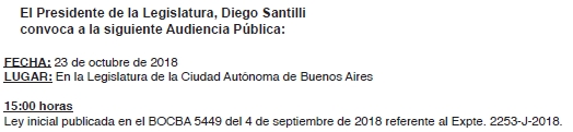 Audiencia publica del 23 de octubre a las 15.00 horas