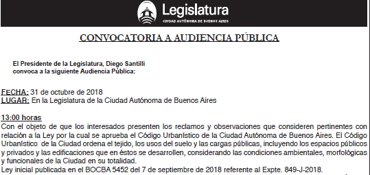 Audiencia publica del 23 de octubre a las 15.00 horas